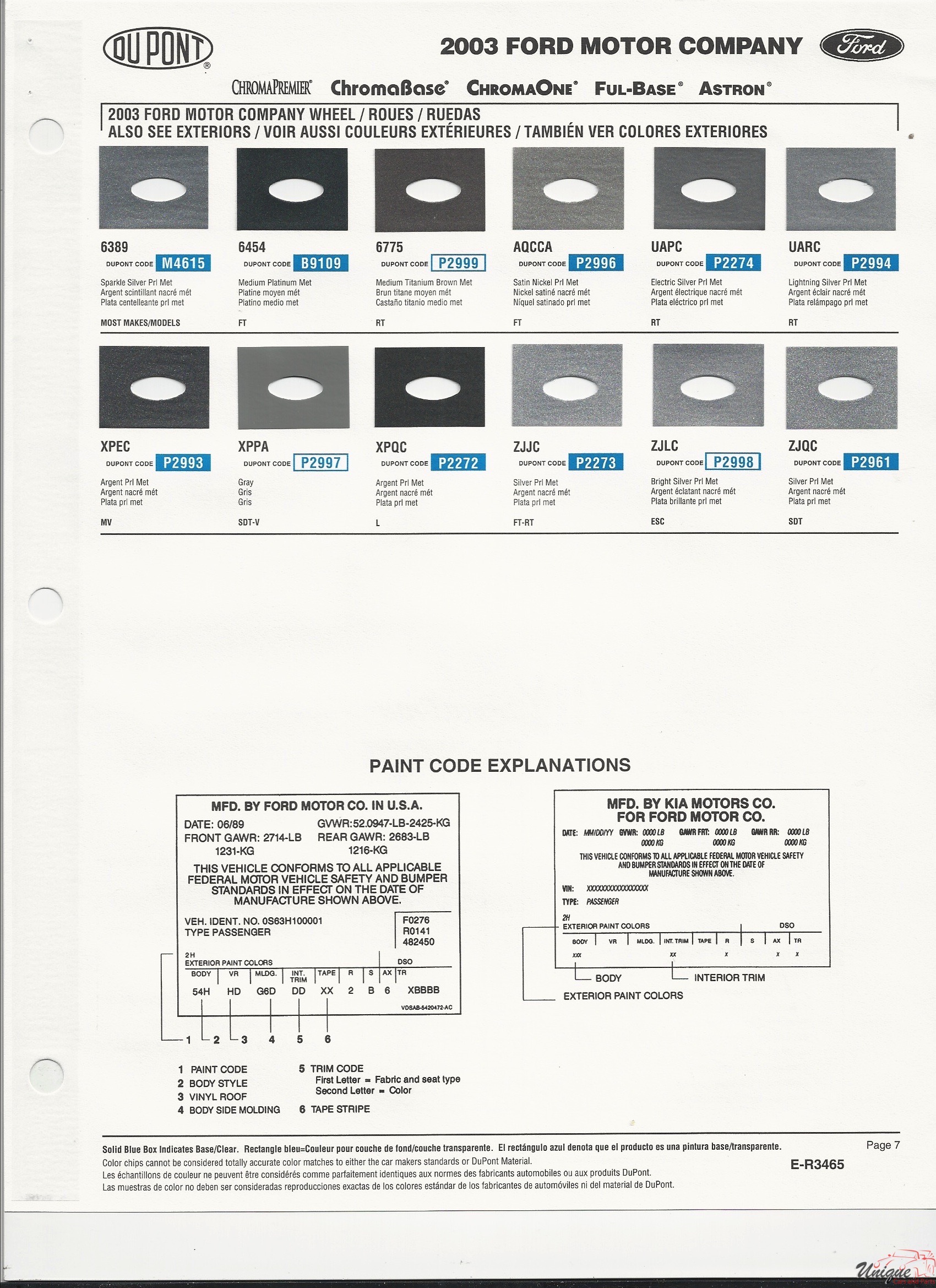 2003 Ford-6 Paint Charts